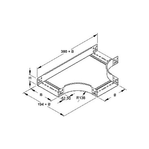 229000 Niedax RTS 60.200 T Stück, 60x202 mm, mit ungelochten Seitenholmen Produktbild Front View L