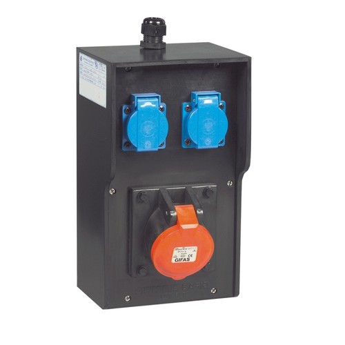 46499 GIFAS 7250.1.2.EKL.1M20 Steckdosenverteiler 5x16A Produktbild Front View L