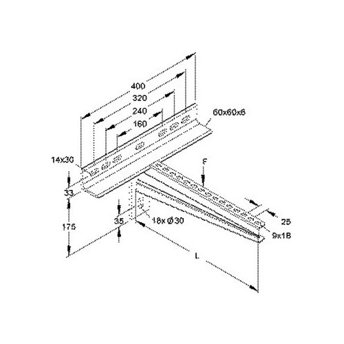 183623 Niedax KTTSS 300 Klemmausleger, sehr schwer, 156X330 mm, 10,0 kN für I Produktbild Front View L