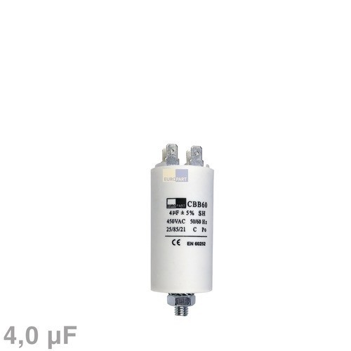 021040 Europart KONDENSATOR 4 µF Durchm, 35, Länge 66, mit Fahnen 80mm Produktbild Front View L