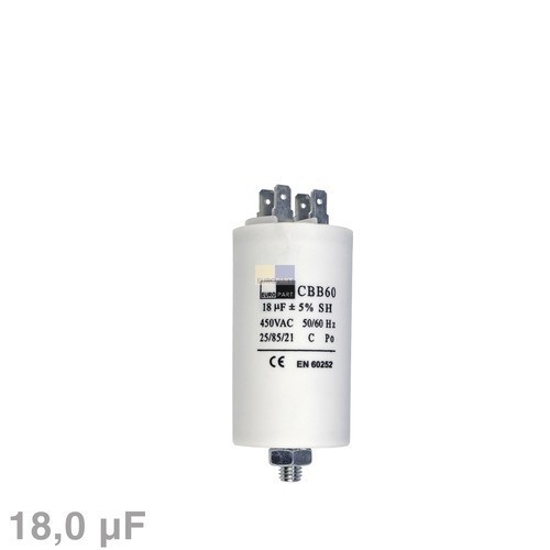 021180 Europart KONDENSATOR 18 µF Durchm 40 Länge 71 mit Fahnen 84mm Produktbild Front View L