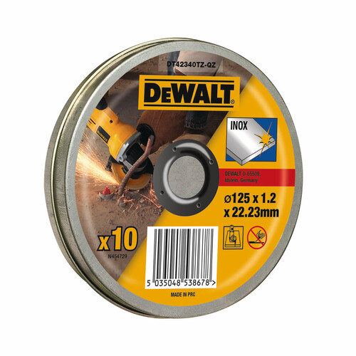 DT42340TZ-QZ DeWalt Trennscheibe 125mm Edelstahl (Pkg.=10Stk.) Produktbild Front View L