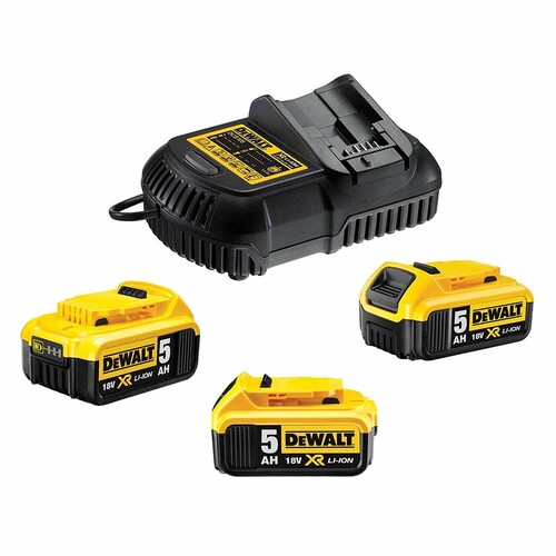 DCB115P3-QW DeWalt Akku-Kit Schnellladegerät + 3 x 5,0 Ah-Akkus Produktbild Front View L