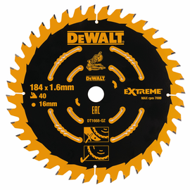 DT1668-QZ DeWalt DT1668 Kreissaegeblatt Akku 184/16mm 40WZ Produktbild front M