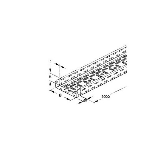 257355 Niedax RLV 60.150 Kabelrinne leicht, 60x150x3000 mm, t=0,75 mm, gelo Produktbild Front View L