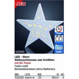 522020 Hellum Stern weiss 60cm 20 LED ww Timer batteriebetr. Produktbild