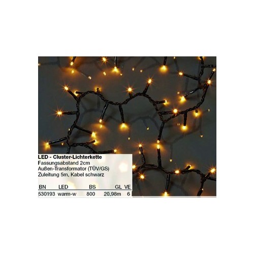 530193 Hellum Clusterlichterkette L:15,98m 800 LED ww innen/aussen Produktbild Front View L