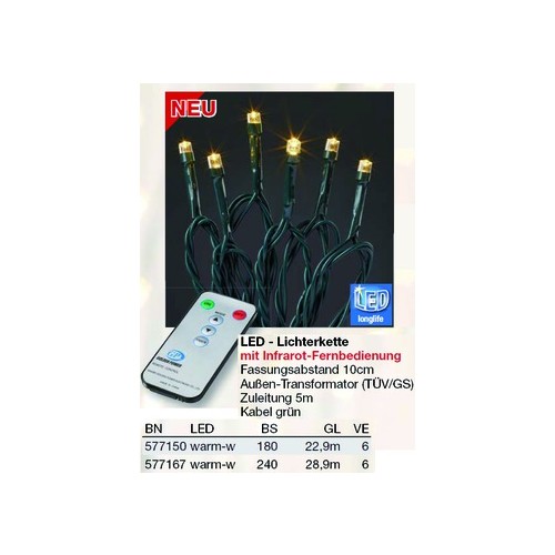 577167 Hellum Lichterkette 240 LED ww mit Fernbedienung aussen Produktbild Front View L