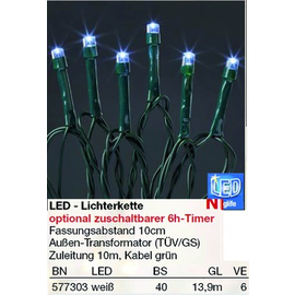 577303 Hellum Lichterkette 40 LED w Trafo mit Timer aussen Produktbild front M