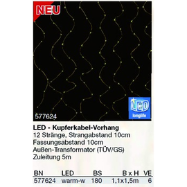 577624 Hellum Vorhang Kupferkabel B:1,1m 180 LED ww aussen Produktbild front M