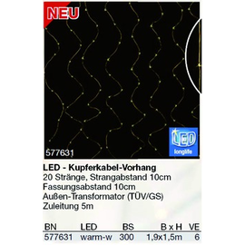 577631 Hellum Vorhang Kupferkabel B:1,9m 300 LED ww aussen Produktbild front M