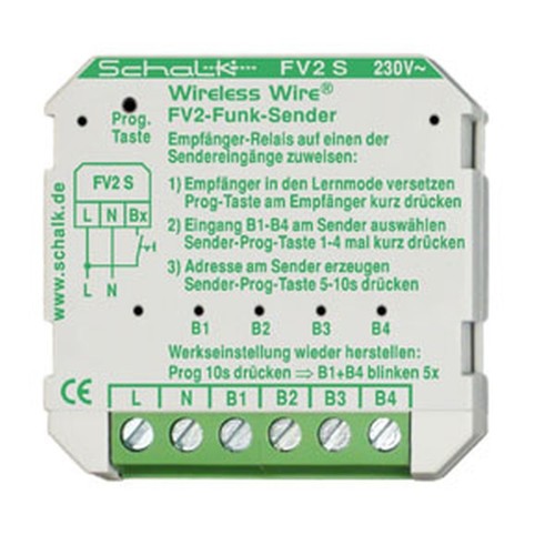 fv2s09 Schalk Funk Sender mit 4 Eingängen 230V AC (UP) Produktbild Front View L