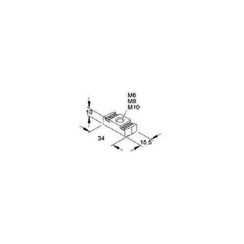 947409 Niedax GMZ M6 F Gleitmutter, Gewinde M6 für Schlitzweite 18 mm Produktbild Front View L