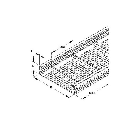 724826 Niedax WRL 105.300 E3 Weitspannkabelrinne, 105x300x6000 mm, t Produktbild Front View L