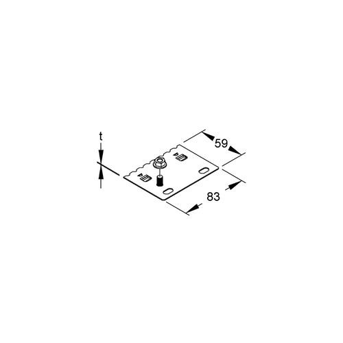 961955 Niedax RTPH 50 M6 Trennsteghalteplatte, 59x83 mm, t=0,9 m Produktbild Front View L