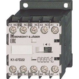 K1-07D22= 24VS Benedict Mini Hilfsschütz 2S+2Ö 24V= DC mit Schutzbeschaltung Produktbild