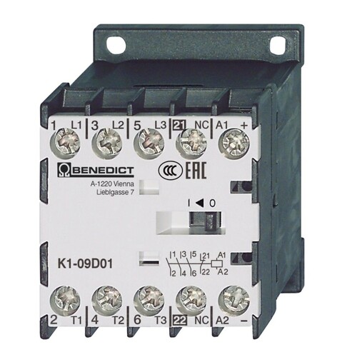 K1-09D01= 24 Benedict Mini Schütz 4kW 3~400V 24V= DC Produktbild Front View L