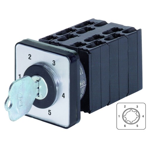 M10H E ST62+SA Benedict Stufenschalter 2 polig ohne Nullstellung, 6 Stufen 1-2-3 Produktbild Front View L