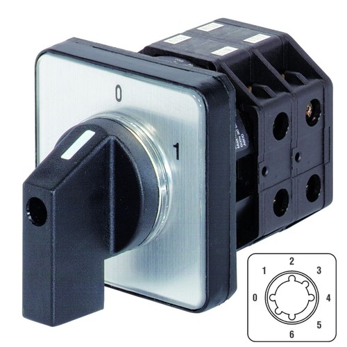N33F E ST063+G2 Benedict Stufenschalter 3 polig mit Nullstellung, 6 Stufen 0-1- Produktbild Front View L