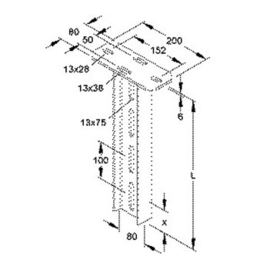 179404 Niedax HI 80/1200 Hängestiel, I Profil, 80x1200 mm Produktbild