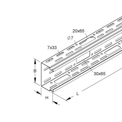 532209 Niedax LI 60.200 Industriekanal ohne Deckel, 60x200x2000 mm Produktbild Front View L