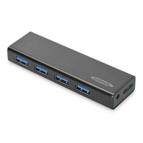 ED-85155 Ednet USB Hub  4PORT USB 3.0 Inkl.5V/2A Netzteil, Schwarz Produktbild