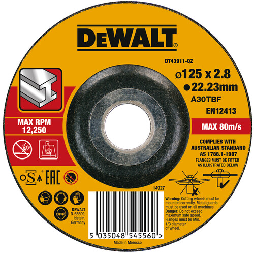 DT43911-QZ DeWalt Trennscheibe Metall gekröpft 125x2,8mm Produktbild Additional View 1 L