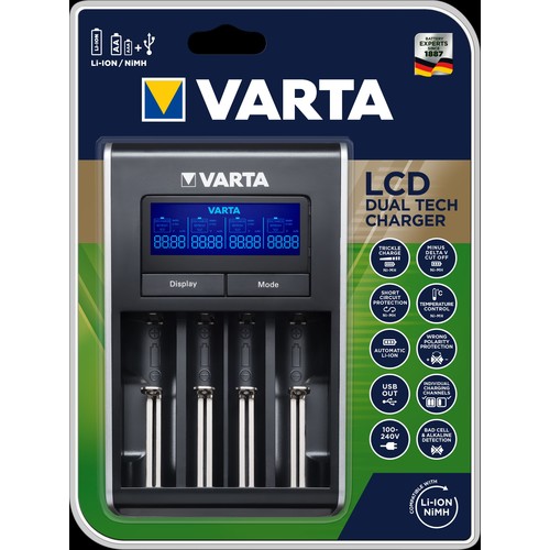 57676101401 Varta LCD Dual Tech Charger Akku-Ladegerät NiMh u. Li-ion 1-4 Zellen Produktbild