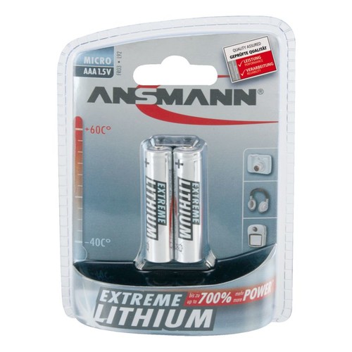 5021013 Ansmann Lithium Batterie Micro AAA / FR03 2er Blister Produktbild Front View L