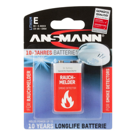 5021023-01 Ansmann Premium 10-Jahres Batterie Rauchmelder 9V Lithium E-Block Produktbild