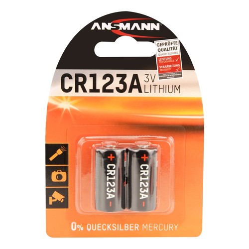 1510-0023 Ansmann Lithium Batterie CR123A / CR17335 3V 2er Blister Produktbild Front View L