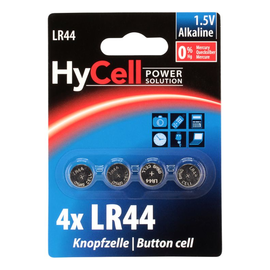 1516-0024 HyCell Alkaline Knopfzellen LR44 / LR1154 / AG13 4er Blister Produktbild
