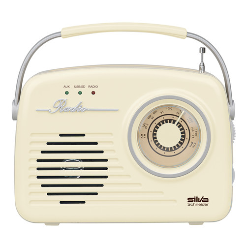 243015 Silva-Schneider Mono 1965 beige Port. Retro Radio, Aux in, LCD Display, Produktbild Front View L