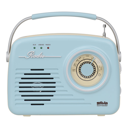 243016 Silva-Schneider Mono 1965 blau Port. Retro Radio, Aux in, LCD Display, Produktbild Front View L