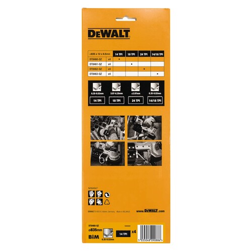 DT8460-QZ DeWalt Bandsaegebl 835x12x0,5mm 1,8mm 4Stk Produktbild Front View L