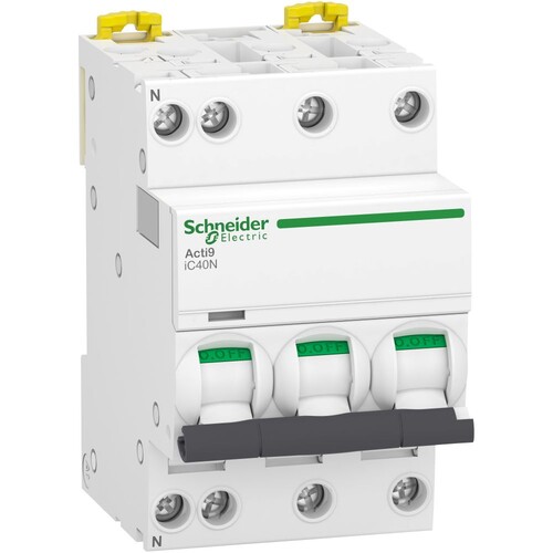 A9P64740 Schneider E. Acti9 iC40N Leitungsschutzschalter   3P+N   40A   D Produktbild Front View L
