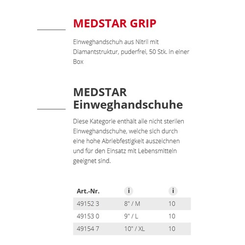 49153 Medstar Einweghandschuh orange 50 Grip Gr. L/9 1 Box (50 Paar=100 STK) Produktbild Additional View 1 L