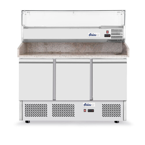 232033 Hendi Pizzatisch dreitürig mit Aufsatzkühlvitrine Produktbild Additional View 1 L