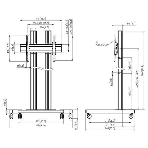 TD1864 Vogels Connect  it Trolley, max. 80 kg, ab 65, PFT8530/2xPUC2718/PFB3407 Produktbild Additional View 1 L