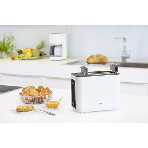 0X23010008 Braun HT3010WH Toaster 1000W Doppelschlitz, Brötchenaufsatz, White Produktbild Additional View 1 L