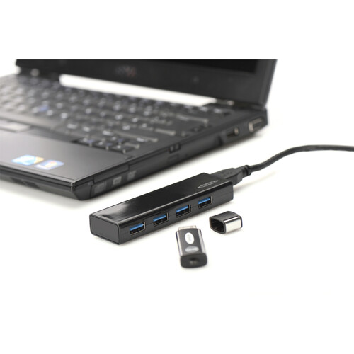 ED-85155 Ednet USB Hub  4PORT USB 3.0 Inkl.5V/2A Netzteil, Schwarz Produktbild Additional View 1 L