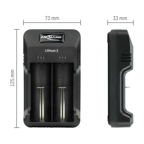 1001-0050 Ansmann Ladegerät Lithium 2 f.Akkus NiMH-NiCd-LiIon (z.B: 18650,...) Produktbild Additional View 1 L