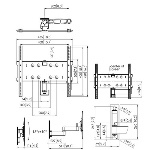 PFW3040 Vogels Display Wandhalter 32-55 turn 180° Vesa 400x400 max.35 kg schwarz Produktbild Additional View 2 L