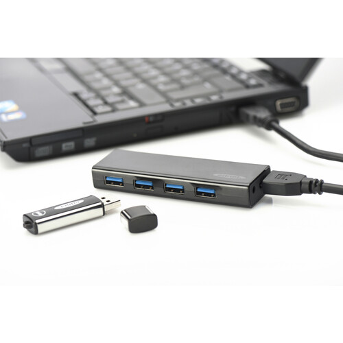 ED-85155 Ednet USB Hub  4PORT USB 3.0 Inkl.5V/2A Netzteil, Schwarz Produktbild Additional View 2 L