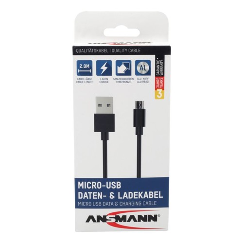 1700-0077 Ansmann Hochwertiges Micro USB Daten  und Ladekabel 200cm Produktbild Additional View 2 L