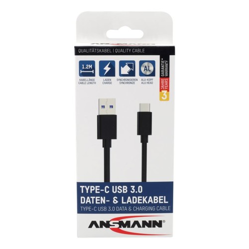 1700-0080 Ansmann Hochwertiges Type C USB Daten  und Ladekabel 120cm Produktbild Additional View 2 L