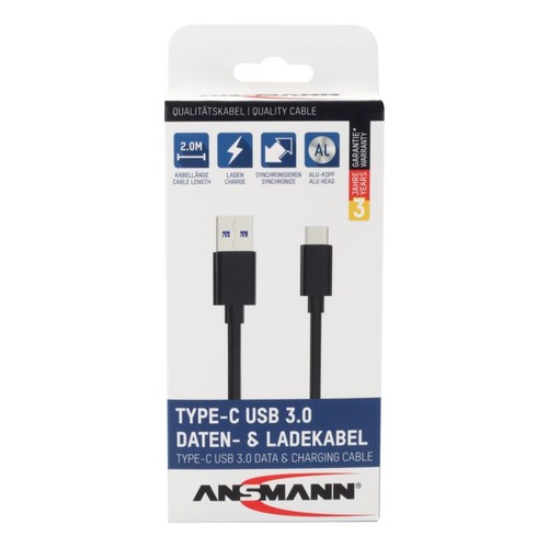 1700-0081 Ansmann Hochwertiges Type C USB Daten  und Ladekabel 200cm Produktbild Additional View 2 L