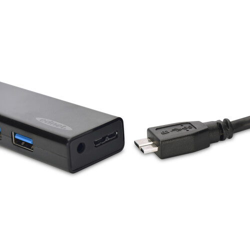 ED-85155 Ednet USB Hub  4PORT USB 3.0 Inkl.5V/2A Netzteil, Schwarz Produktbild Additional View 4 L