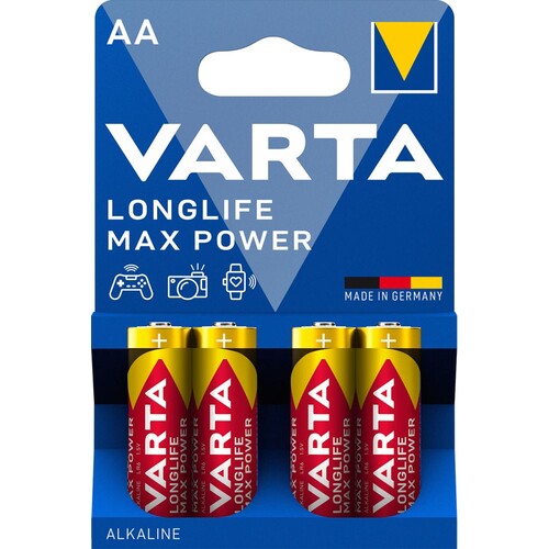 04706101404 VARTA LONGLIFE Max Power Batterie AA/Mignon (4STK.-BL.) Produktbild Front View L