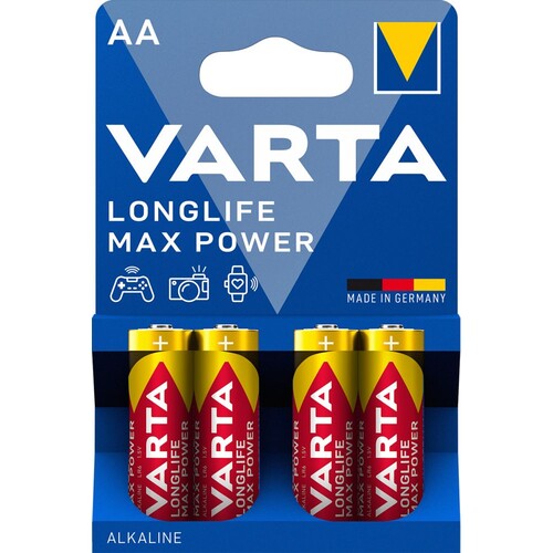 04706101404 Varta LONGLIFE Max Power AA (4Stk.-Bli.) Mignon Batterie LR6, MN1500 Produktbild Front View L